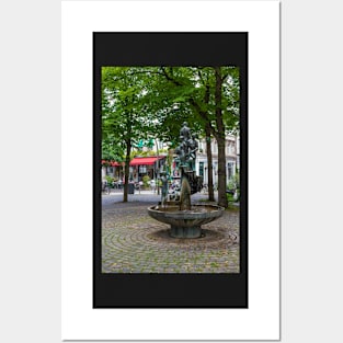 Grossneumarkt, street scene, fountain, Hamburg, Germany Posters and Art